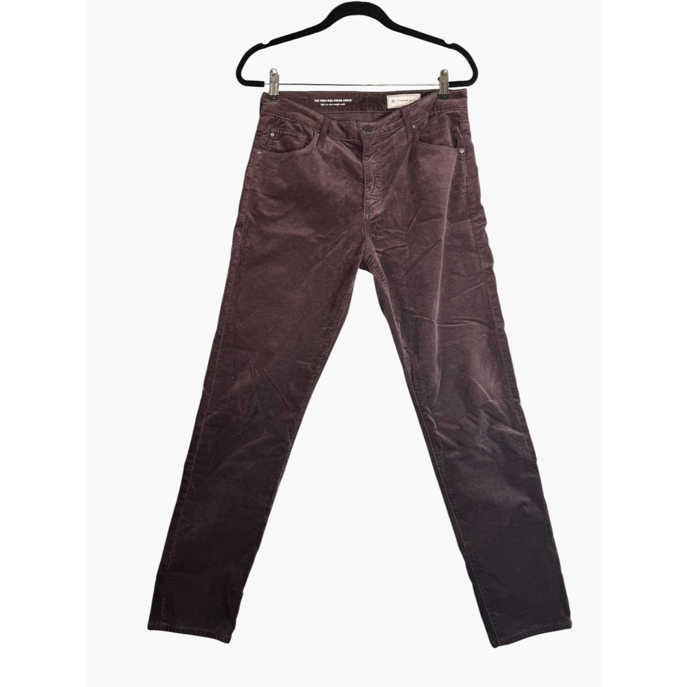 AG Anthropologie High-Rise Stevie Ankle Corduroy Slim Straight Pants brown 30R